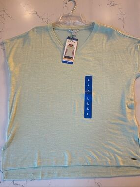 NWT Orvis Women's V-Neck Short Sleeve Solid Casual Tee Shirt Top Sage Green SZ L